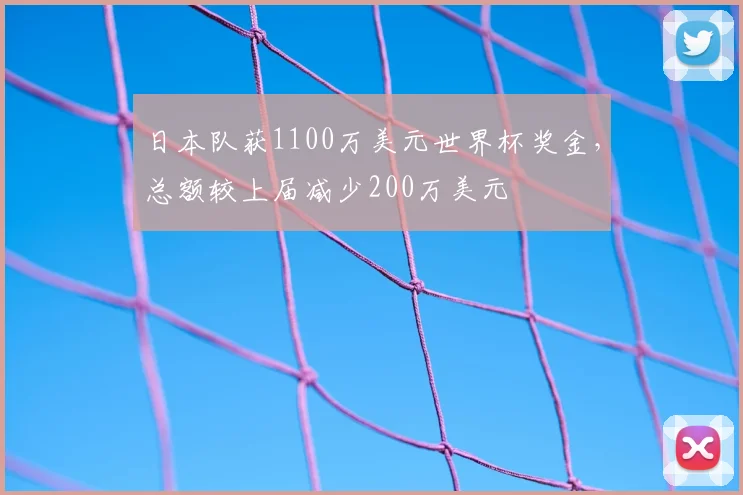 日本队获1100万美元世界杯奖金，总额较上届减少200万美元